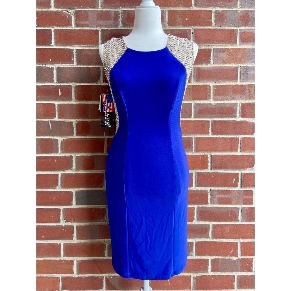 𝅺nwt Xscape Blue Beaded Evening Gown Size 4
